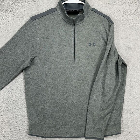 Under Armour Cold Gear Pullover Sweatshirt Mens Large Gray Quarter Zip‎ Sweater - Picture 1 of 9